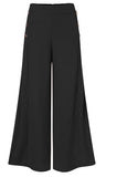 Pantalones anchos, elásticos, de cintura alta, para mujer, estilo urbano, con botones, versátiles, nueva moda, primavera 2022