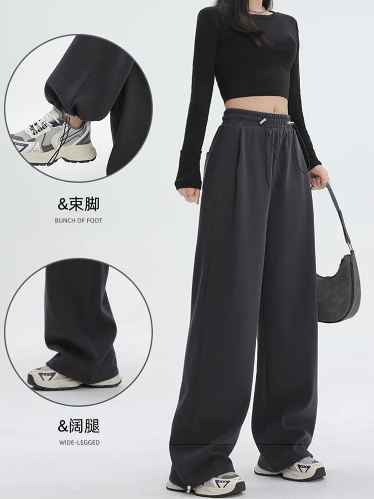 2022 Spring Summer Women Elastic Waist Straight Pants Casual Long Cargo Trousers 