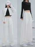 2022 Spring Summer Women Elastic Waist Straight Pants Casual Long Cargo Trousers 