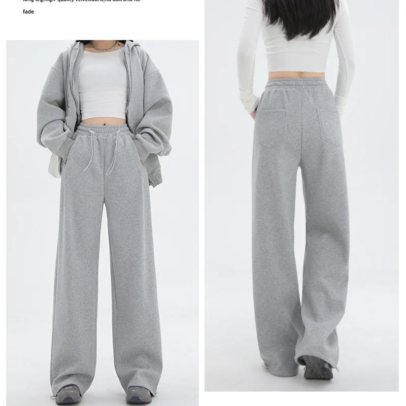 2022 Spring Summer Women Elastic Waist Straight Pants Casual Long Cargo Trousers 