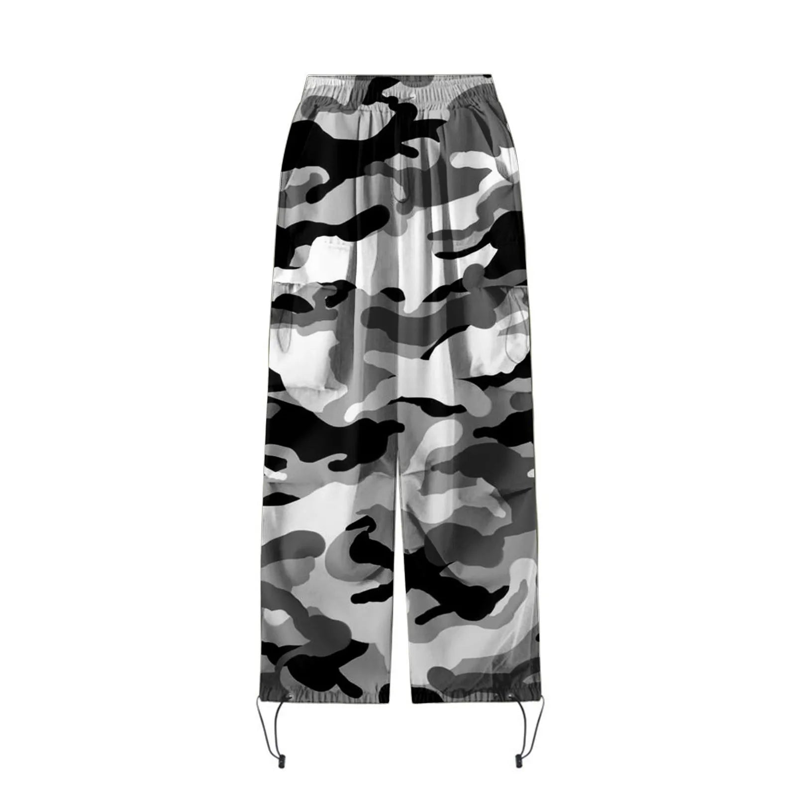 Pantalones cargo con estampado de camuflaje para mujer, estilo hip hop, estilo jogger, sudadera con cordón, informales, holgados y de pierna ancha. 