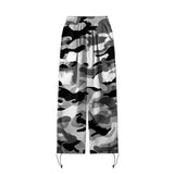 Pantalones cargo con estampado de camuflaje para mujer, estilo hip hop, estilo jogger, sudadera con cordón, informales, holgados y de pierna ancha. 