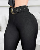 Women's Pants 2023 Spring Trend Fashion High Waist Pocket Design Casual Simple Slim Daily Long Trousers with Belt 