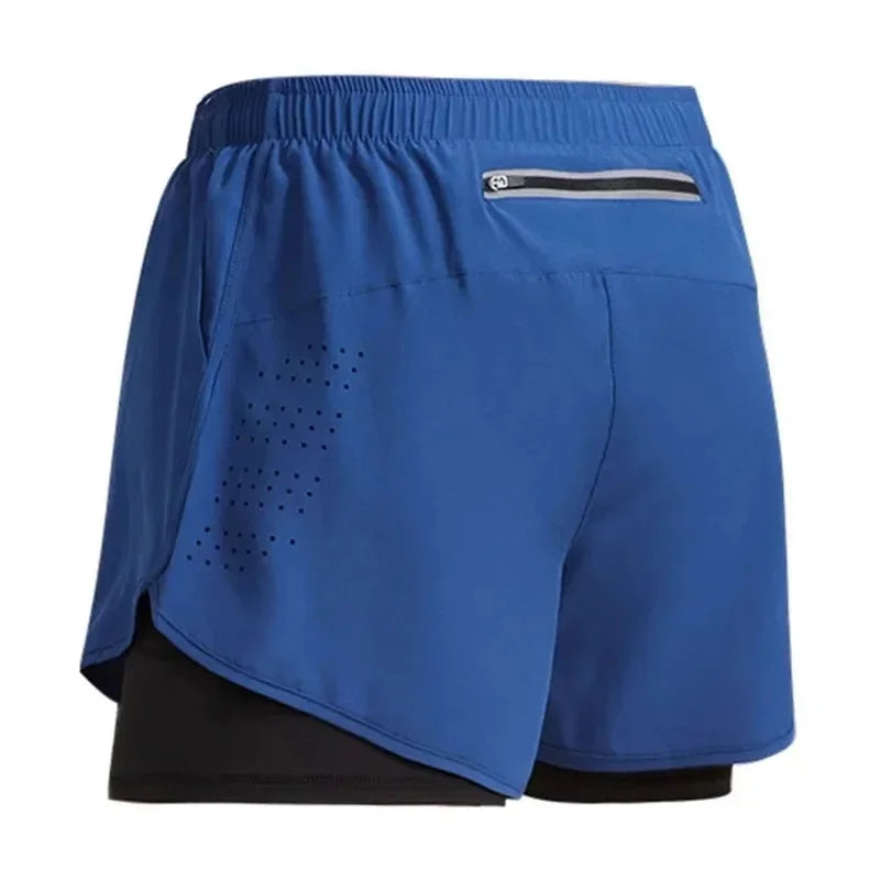 Calções de treino de fitness Quick Dry masculino, ginásio, corrida para praia, deck duplo, roupa desportiva de exterior 2 em 1, novo para verão, 2022