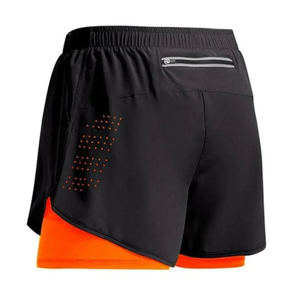 2022 New Summer Men's Quick Dry Fitness Training Shorts Gym Beach Running Double Deck 2 in 1 Outdoor Sportswear 