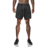 Pantalones cortos deportivos de verano 2 en 1 para hombre, con bolsillo incorporado, de secado rápido, para gimnasio, playa, correr, de dos pisos, de malla 