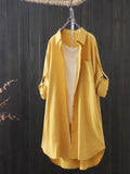 Camisa y blusa midi holgada y transpirable para mujer, primavera y verano 2023, camisas largas sencillas, color blanco liso, moda coreana 