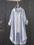 Camisa y blusa midi holgada y transpirable para mujer, primavera y verano 2023, camisas largas sencillas, color blanco liso, moda coreana 