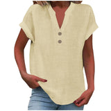Women's V-neck Shirt, Linen Cotton, Breathable, Monochrome, Basic and Versatile, Casual and Comfortable, Office Tops Summer 2022 