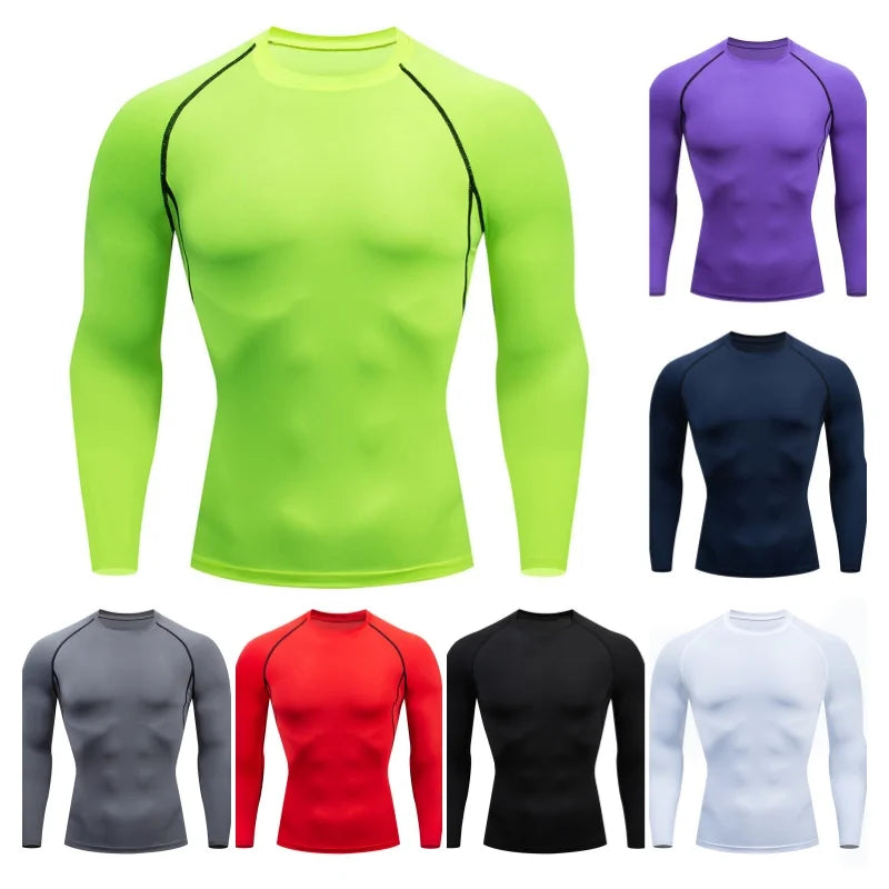 Breathable Rashguard Compression Shirt Men Dry Fit Sports T-Shirt MMA Fitness Gym Running Shirt High Quality 