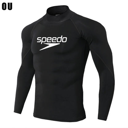 Men's Long Sleeve Turtleneck Compression Shirts, Sports Tights, Running &amp; Gym Tops, Cool Dry, Sun Protection 