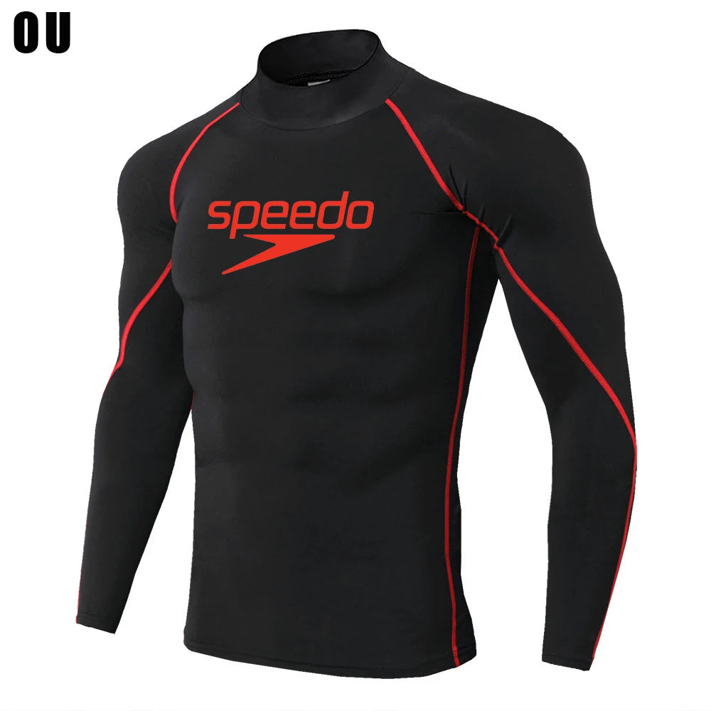 Men's Long Sleeve Turtleneck Compression Shirts, Sports Tights, Running &amp; Gym Tops, Cool Dry, Sun Protection 