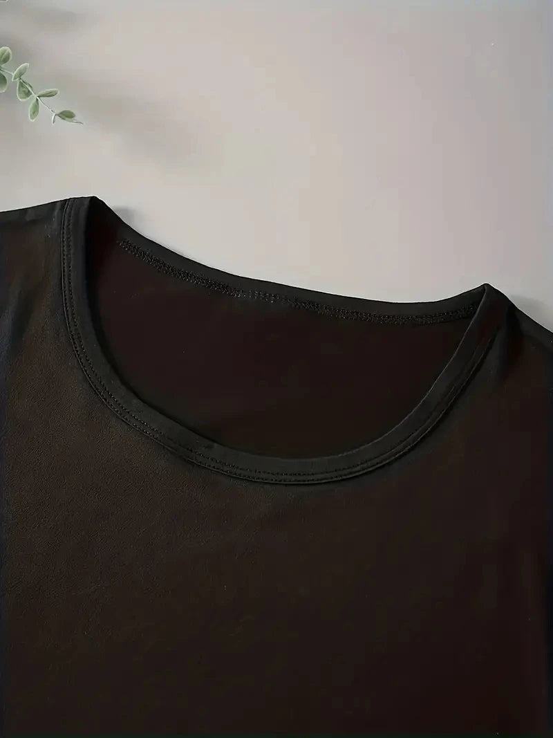 Camiseta de manga curta de lantejoulas feminina, gola O, camiseta solta elástica, plus size, tops grandes, Lady, primavera, verão, moda, 2024