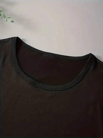 Camiseta de manga curta de lantejoulas feminina, gola O, camiseta solta elástica, plus size, tops grandes, Lady, primavera, verão, moda, 2024