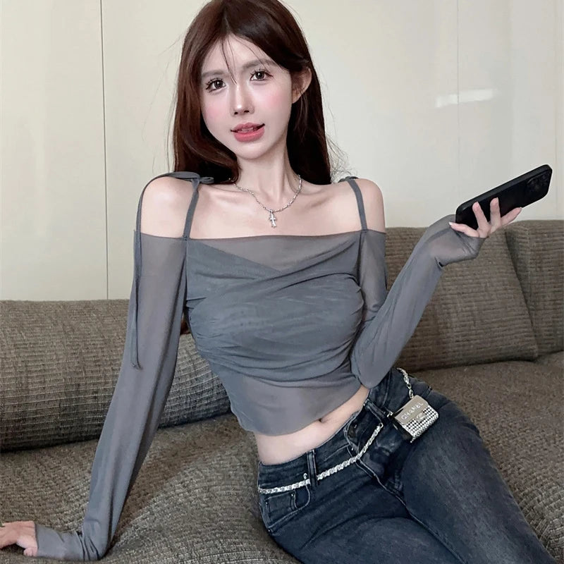 Women's Pure Lace T-shirt, Special Holiday, Creativity, Seductive Club, Korean Style, Casual, Young, Basic Elegant, Cool Personality 