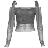 Women's Pure Lace T-shirt, Special Holiday, Creativity, Seductive Club, Korean Style, Casual, Young, Basic Elegant, Cool Personality 