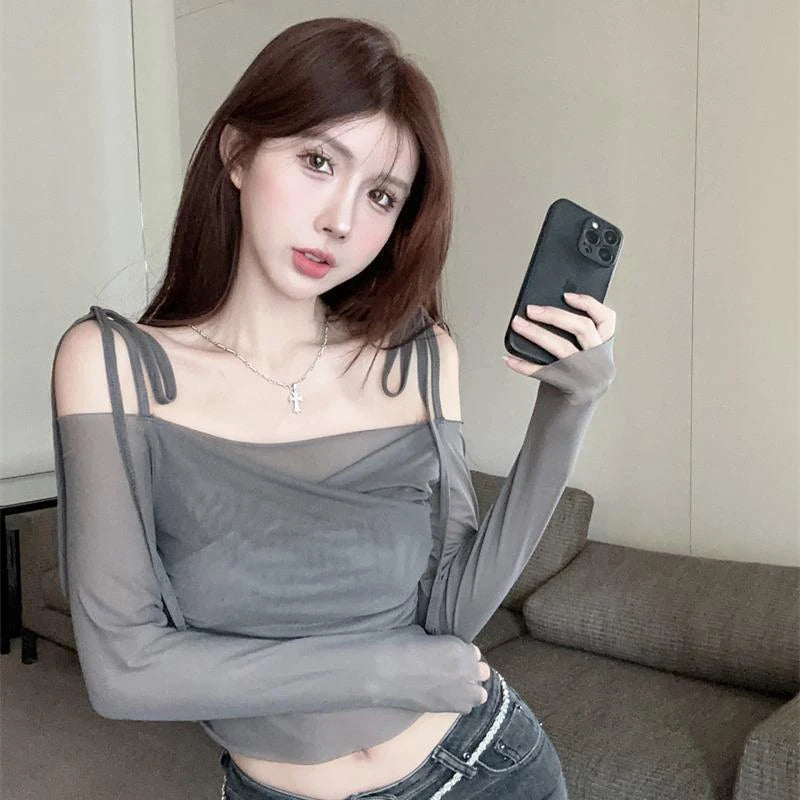 Women's Pure Lace T-shirt, Special Holiday, Creativity, Seductive Club, Korean Style, Casual, Young, Basic Elegant, Cool Personality 