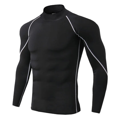 Men's Quick Dry Sports T-Shirt Bodybuilding Running Long Sleeve Compression Gym Fitness Tight Rashgard 