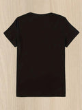 Camiseta de lentejuelas de manga corta para mujer, cuello redondo, holgada, de verano, color negro, talla grande, L-5XL, 2024 