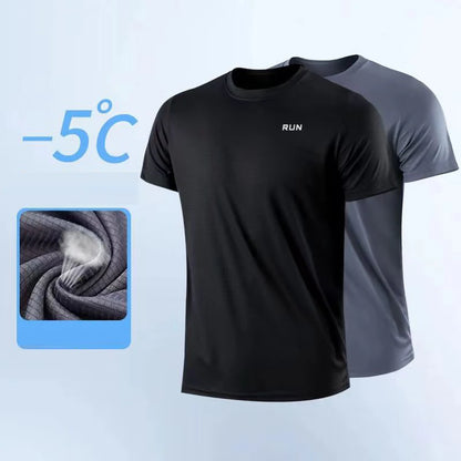 Men's Crew Neck Short Sleeve Running T-Shirt Moisture Wicking Training Exercise Gym Sports Shirt Lightweight Tops 