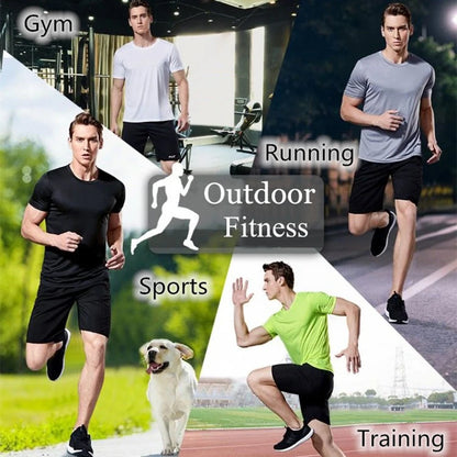 Men's Crew Neck Short Sleeve Running T-Shirt Moisture Wicking Training Exercise Gym Sports Shirt Lightweight Tops 