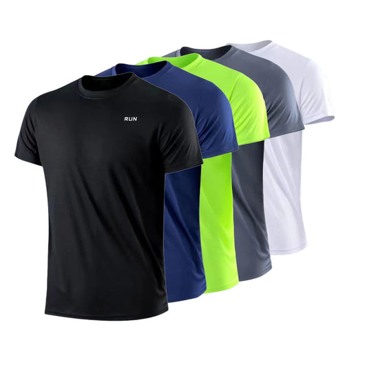 Men's Crew Neck Short Sleeve Running T-Shirt Moisture Wicking Training Exercise Gym Sports Shirt Lightweight Tops 