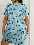 Camisón de manga corta con estampado de talla grande para mujer, microelástico, informal, con cuello redondo, para estar en casa, talla grande 