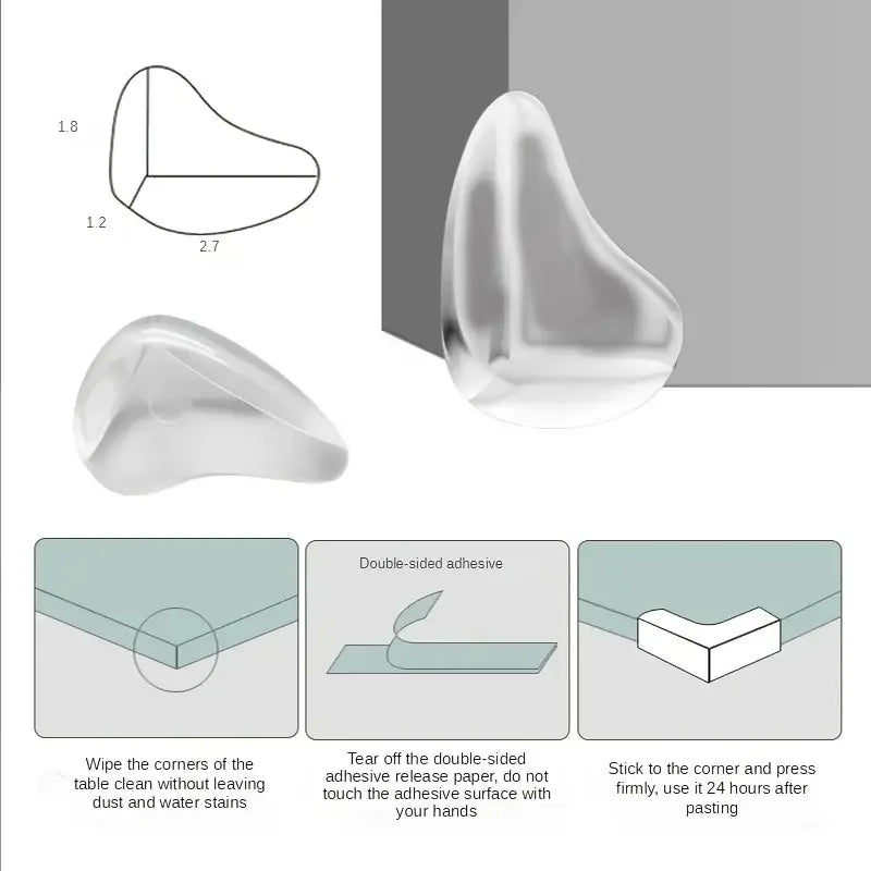 Capa de canto de mesa transparente infantil, capa de silicone anticolisão, bebê seguro, fácil de instalar