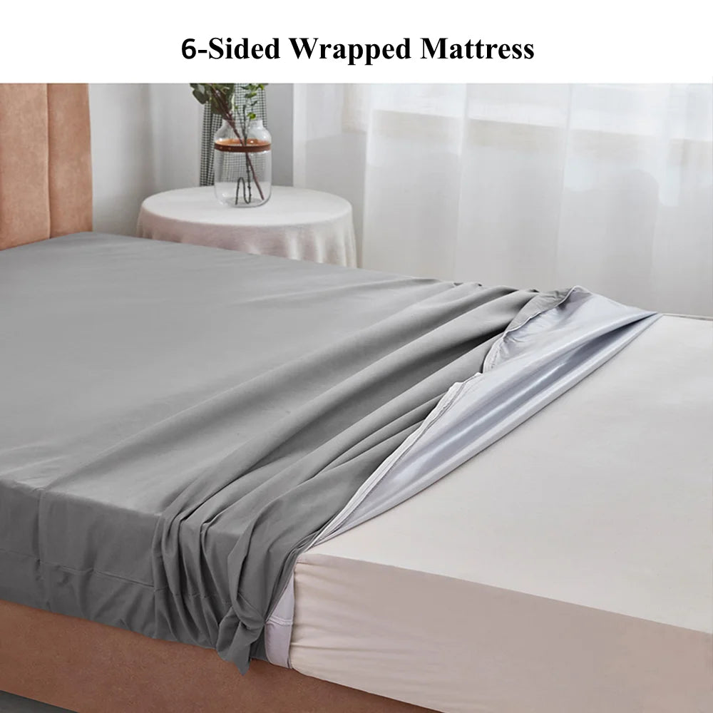 6 Sides Fully Enclosed Waterproof Mattress Cover with Zipper Dustproof Fitted Sheet for Double, Single, Full, Queen, King Bed 
