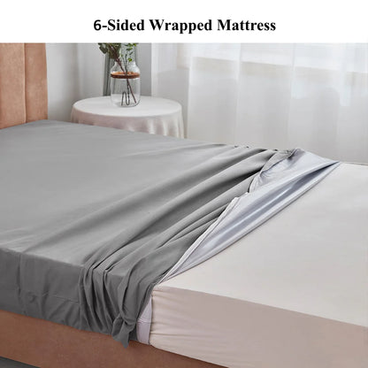 6 Sides Fully Enclosed Waterproof Mattress Cover with Zipper Dustproof Fitted Sheet for Double, Single, Full, Queen, King Bed 