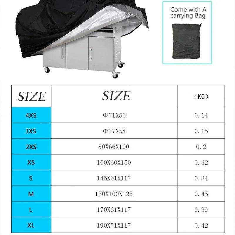 Capa impermeável anti-poeira para churrasco, Capa resistente para churrasqueira, Protetora de chuva, Redonda, Retângulo, Acessórios para churrasco ao ar livre