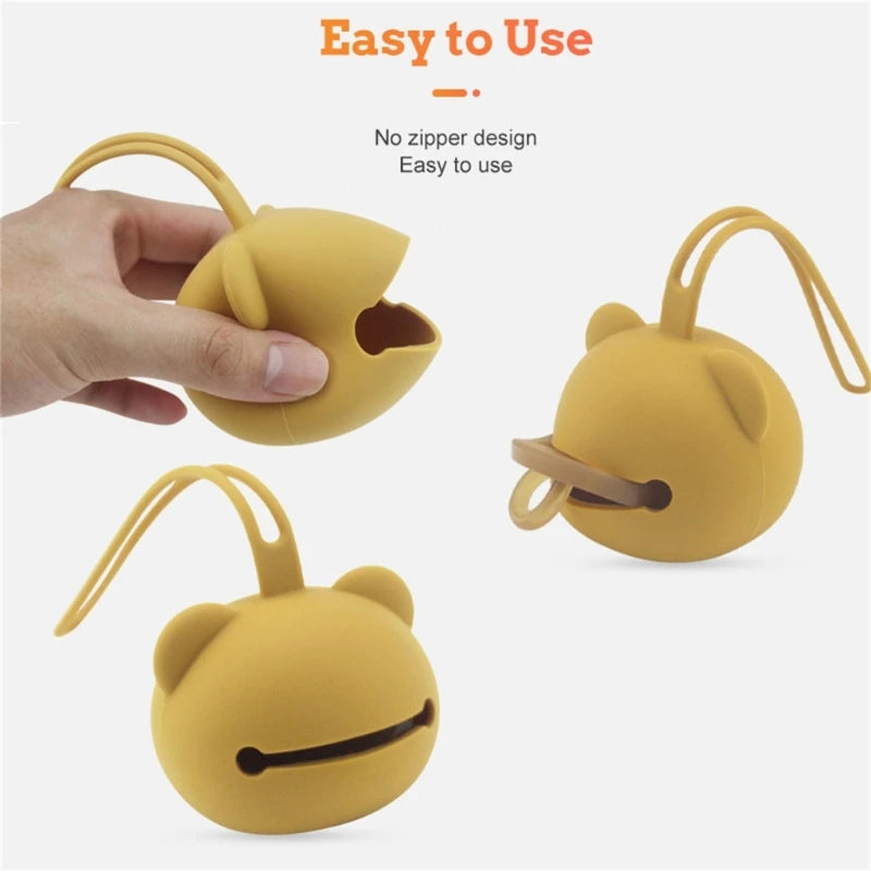 Estuche de silicona para chupete de bebé, diseño de oso, a prueba de polvo, organizador para bebés. 