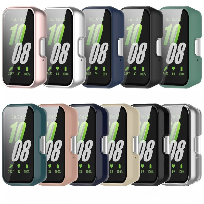 Capa + vidro para samsung galaxy fit 3, capa protetora de tela anti-arranhões para pc, acessórios para samsung galaxy fit3