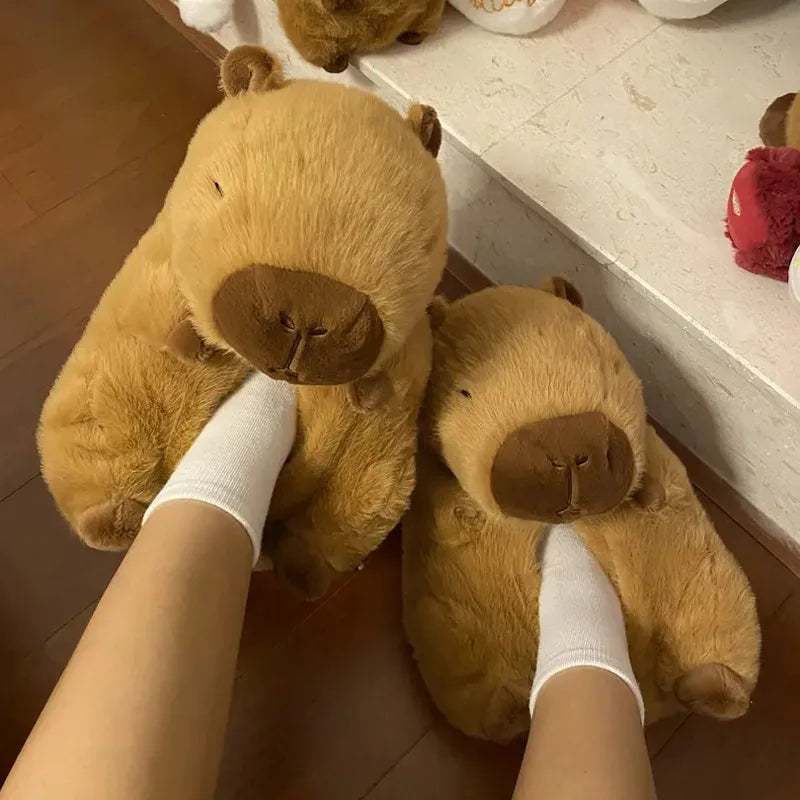 Pantuflas de algodón con dibujos animados de Capibala para hombre y mujer, zapatos de felpa, bonitos, cálidos y divertidos, regalos para parejas, talla 35-41, invierno. 