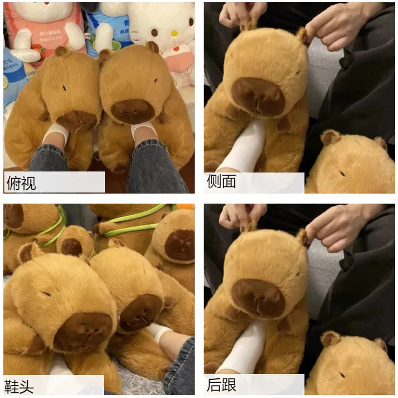 Pantuflas de algodón con dibujos animados de Capibala para hombre y mujer, zapatos de felpa, bonitos, cálidos y divertidos, regalos para parejas, talla 35-41, invierno. 
