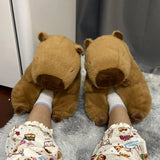 Pantuflas de algodón con dibujos animados de Capibala para hombre y mujer, zapatos de felpa, bonitos, cálidos y divertidos, regalos para parejas, talla 35-41, invierno. 