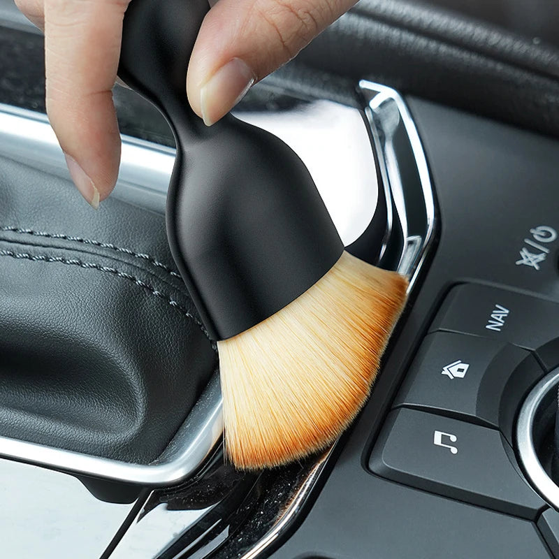 Car Air Vent Limpeza Escova macia com revestimento, Ferramenta de limpeza interior, Pó artificial da fenda do carro