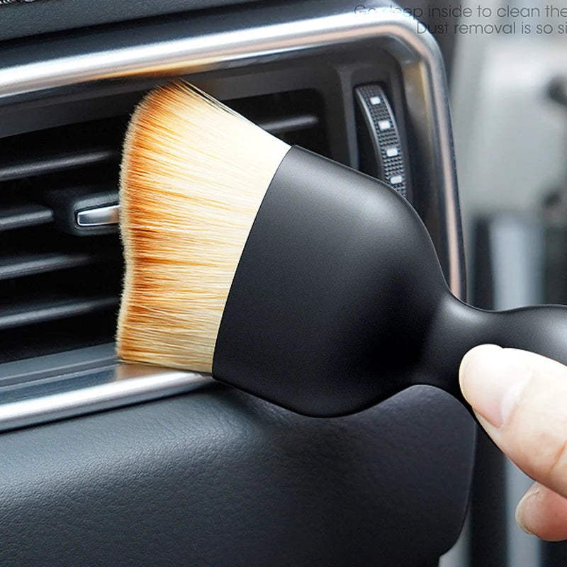 Car Air Vent Limpeza Escova macia com revestimento, Ferramenta de limpeza interior, Pó artificial da fenda do carro