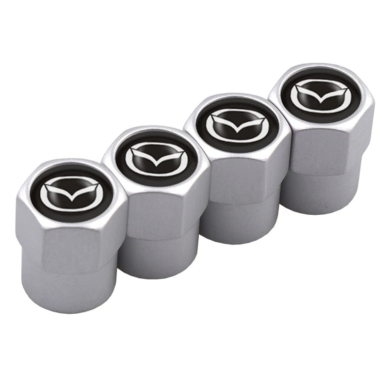 Car Wheel Tire Valve Caps, Stem Case with Logo, Auto Styling, Accessories for Mazda 2, 3, 6, 5, Axela Atenza CX 5, CX3 323, Emblems, 4pcs 