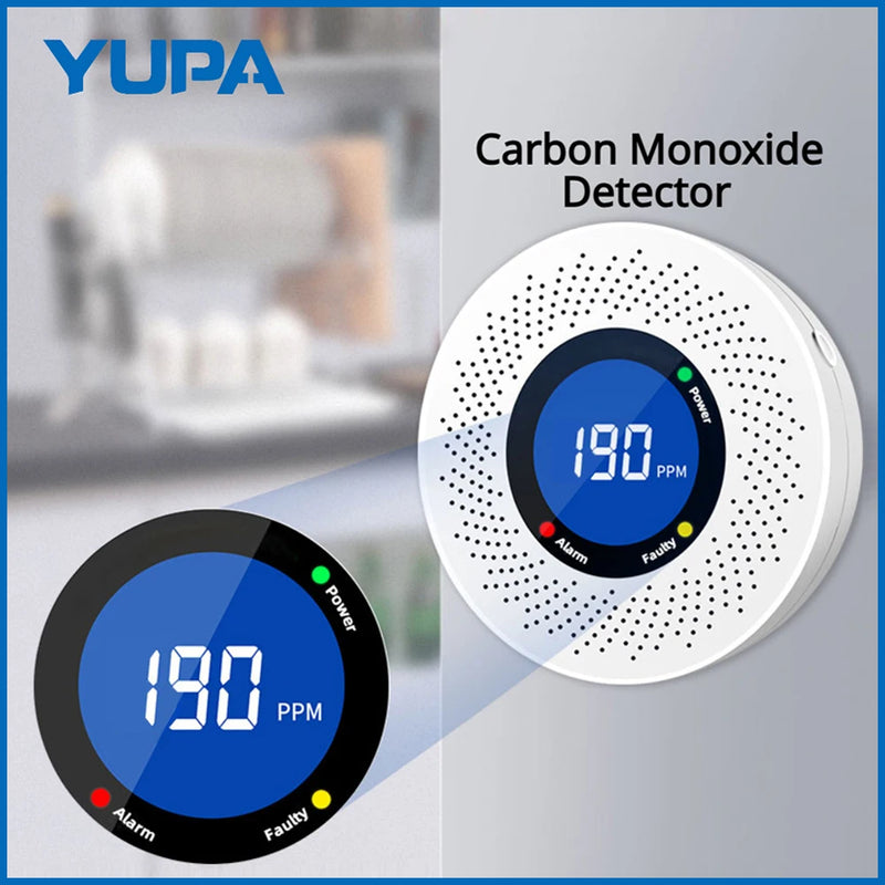 Detector de monóxido de carbono independiente, alarma con pantalla, funciona con pilas, certificación CE, para uso en el hogar, la cocina y la oficina. Nuevo. 