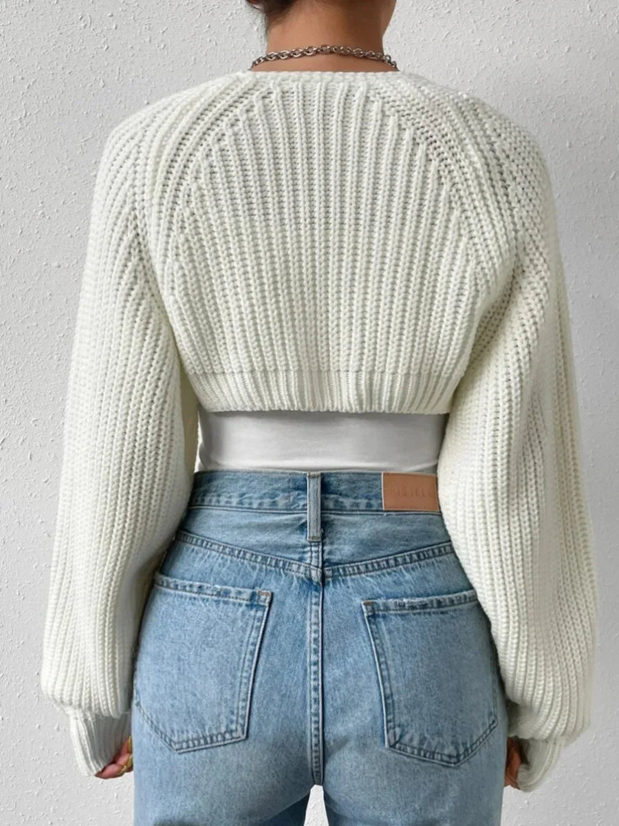 Women's Open Front Crochet Cardigan, Casual Sweater, Ribbed Shrug, Bolero Tops, Monochrome, Fashion