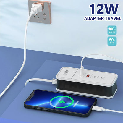 Carregador de Parede de Carregamento USB para Xiaomi, Samsung, iPad, Celular, Adaptador de Viagem, PD, 4 Portas, QC 3.0, 12W