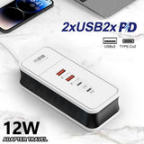 Carregador de Parede de Carregamento USB para Xiaomi, Samsung, iPad, Celular, Adaptador de Viagem, PD, 4 Portas, QC 3.0, 12W