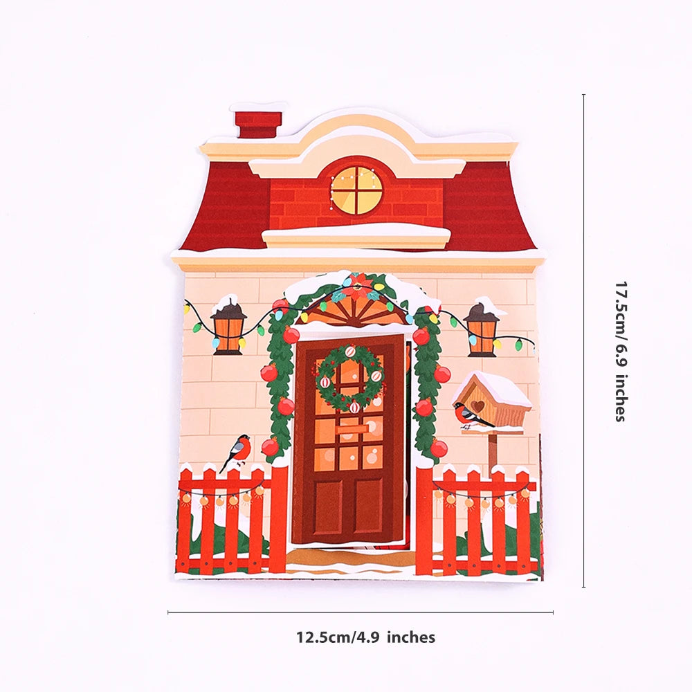 Cartões De Árvore De Natal, Cartão 3D Com Envelope, Fontes De Férias, 3 Cartões Pop Up Dimensionais, Festa De Natal Do Gato