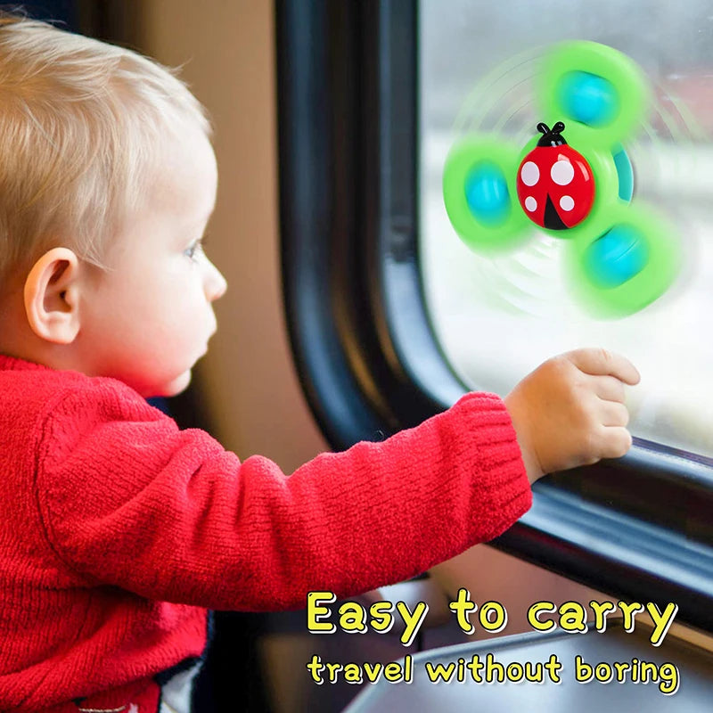 Cartoon Fidget Spinner Toys for Baby, Colorful Insect Gyro, Educational Toy for Kids, Finger Rattle, Bath Toys for Boys and Girls, Gift, 3pcs 