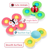 Cartoon Fidget Spinner Toys for Baby, Colorful Insect Gyro, Educational Toy for Kids, Finger Rattle, Bath Toys for Boys and Girls, Gift, 3pcs 