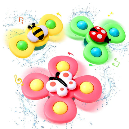 Cartoon Fidget Spinner Brinquedos para Bebê, Colorido Insect Gyro, Brinquedo educativo para crianças, Chocalho de dedo, Brinquedos de banho para meninos e meninas, Presente, 3pcs