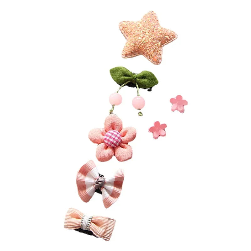 Juego de pinzas para el pelo con dibujos animados para niña, accesorios para la cabeza, pinzas cruzadas para el pelo, pasadores, 7 piezas 