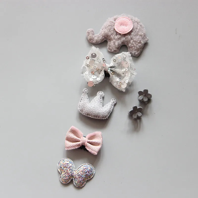 Juego de pinzas para el pelo con dibujos animados para niña, accesorios para la cabeza, pinzas cruzadas para el pelo, pasadores, 7 piezas 