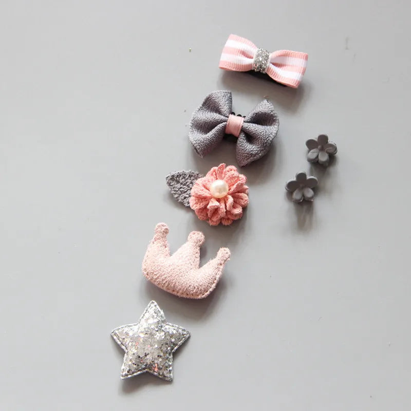 Juego de pinzas para el pelo con dibujos animados para niña, accesorios para la cabeza, pinzas cruzadas para el pelo, pasadores, 7 piezas 